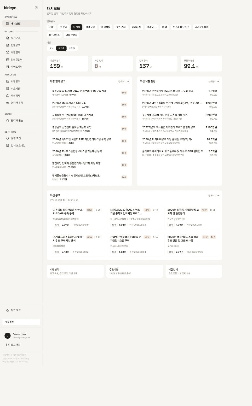 BidEye AI 분류 대시보드